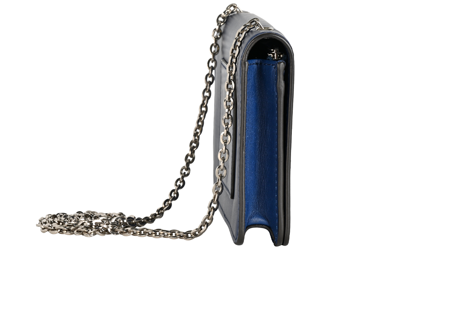 Bayswater Wallet On Chain, &pound;295, Handbags, Blue, Leather, Side view